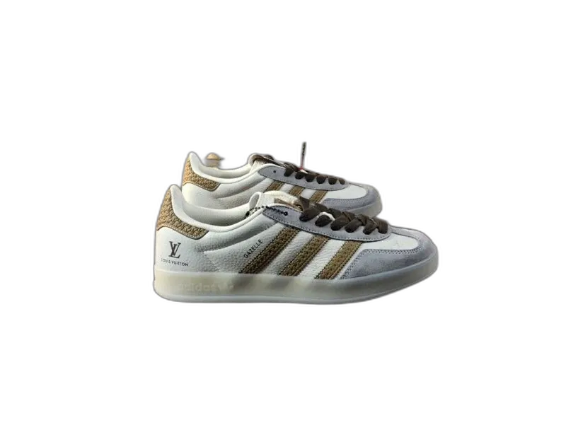 Adidas GAZELLE OG White Grey Gold Leather Retro Sneakers