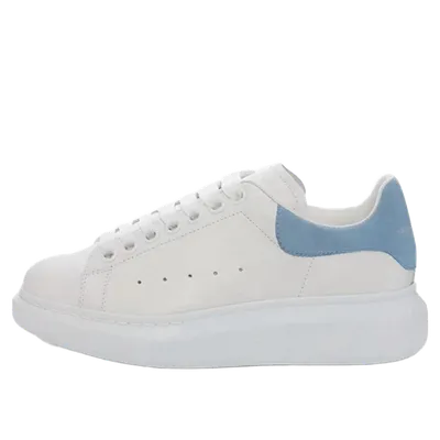 Alexander McQueen White Leather Sneakers with Blue Heel