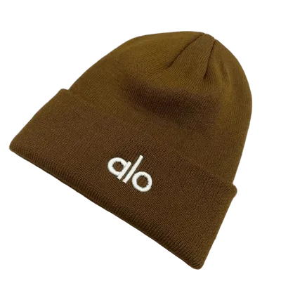ALO Brown Knit Winter Beanie - Unisex Warm Hat