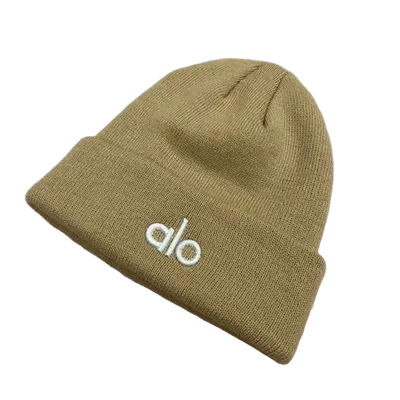 ALO Khaki Wool Blend Unisex Winter Beanie Hat