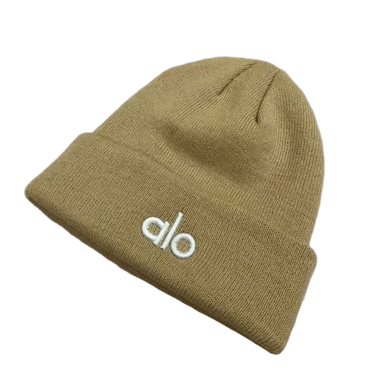ALO Khaki Wool Blend Unisex Winter Beanie Hat