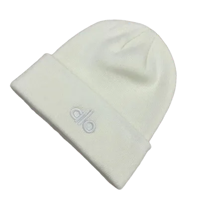 ALO Soft White Unisex Knit Beanie - Cozy Winter Hat
