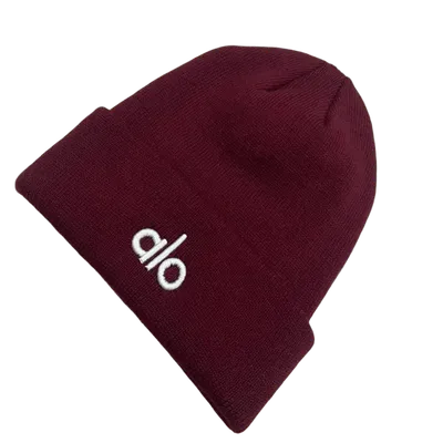 ALO Wine Red Knit Beanie: Soft Unisex Winter Hat