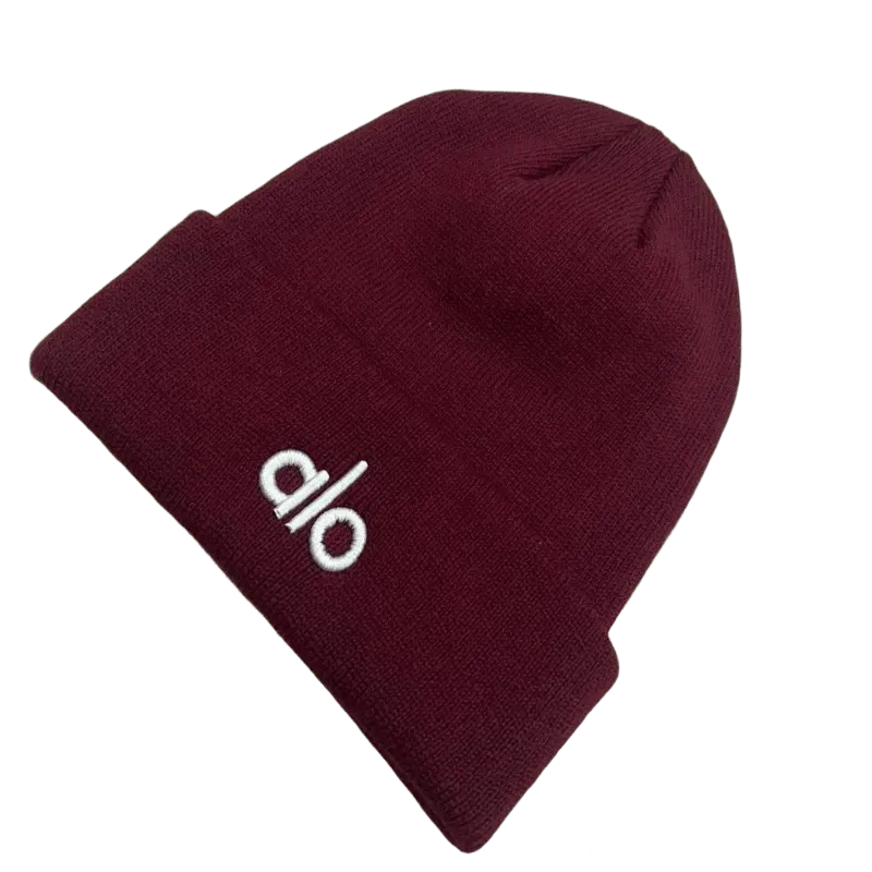 ALO Wine Red Knit Beanie: Soft Unisex Winter Hat