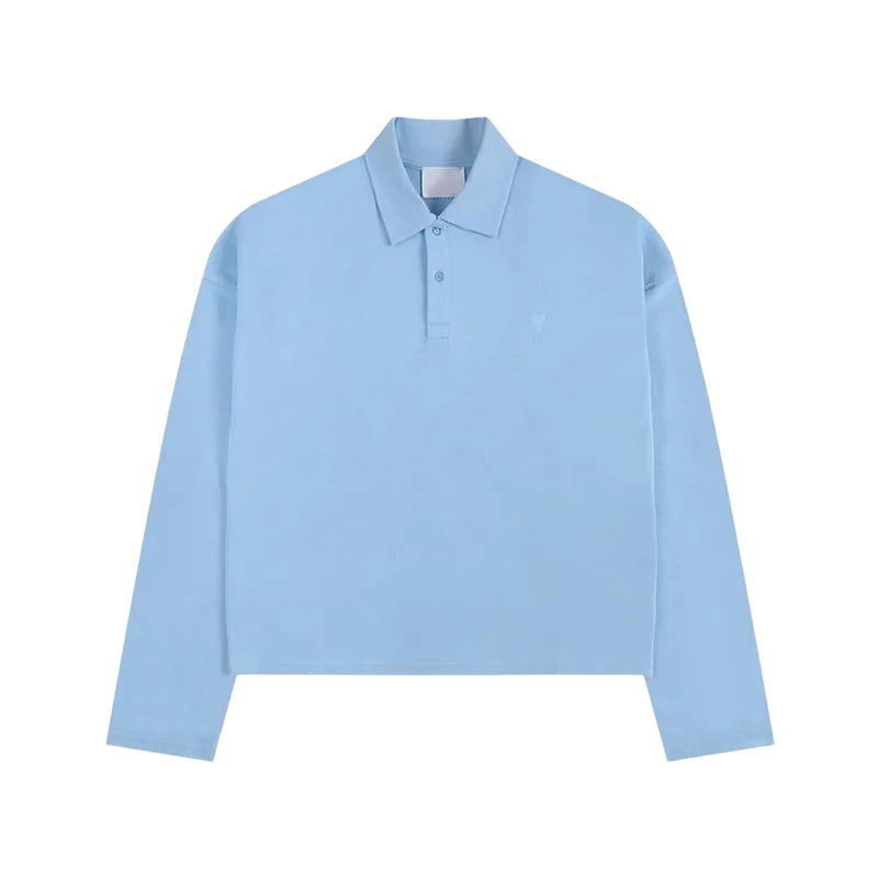 Amiclams Light Blue Cotton Polo Shirt - Unisex Long Sleeve