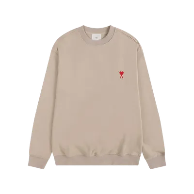 Amiclams Beige Sweatshirt: Unisex, Warm, Embroidered Heart