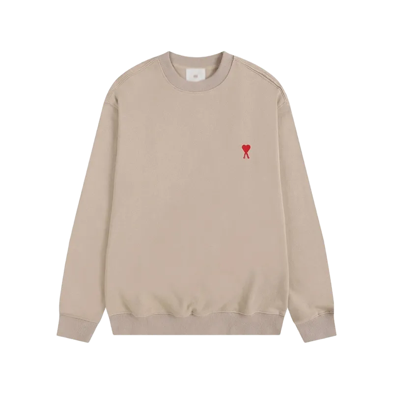 Amiclams Beige Sweatshirt: Unisex, Warm, Embroidered Heart