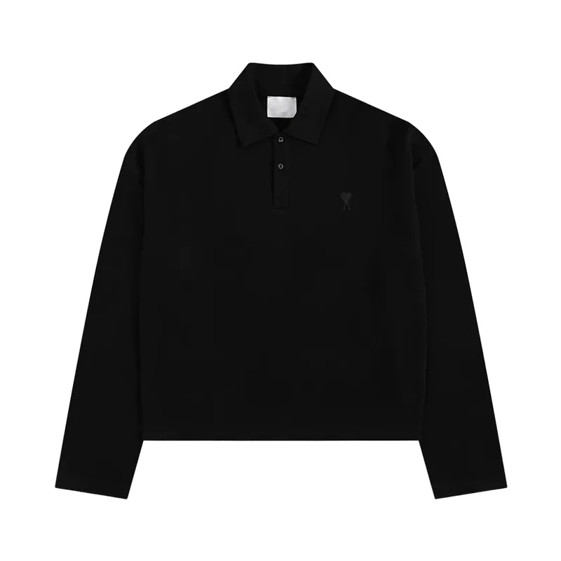Amiclams Black Long Sleeve Polo Shirt - Breathable Unisex Top