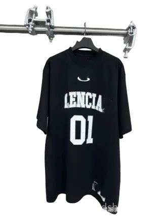 Balenciaga 01 Black Cotton Unisex T-Shirt Streetwear
