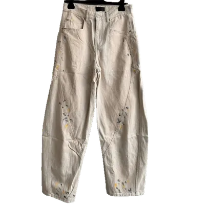 Balenciaga Beige Splash Ink Jeans, Relaxed Fit