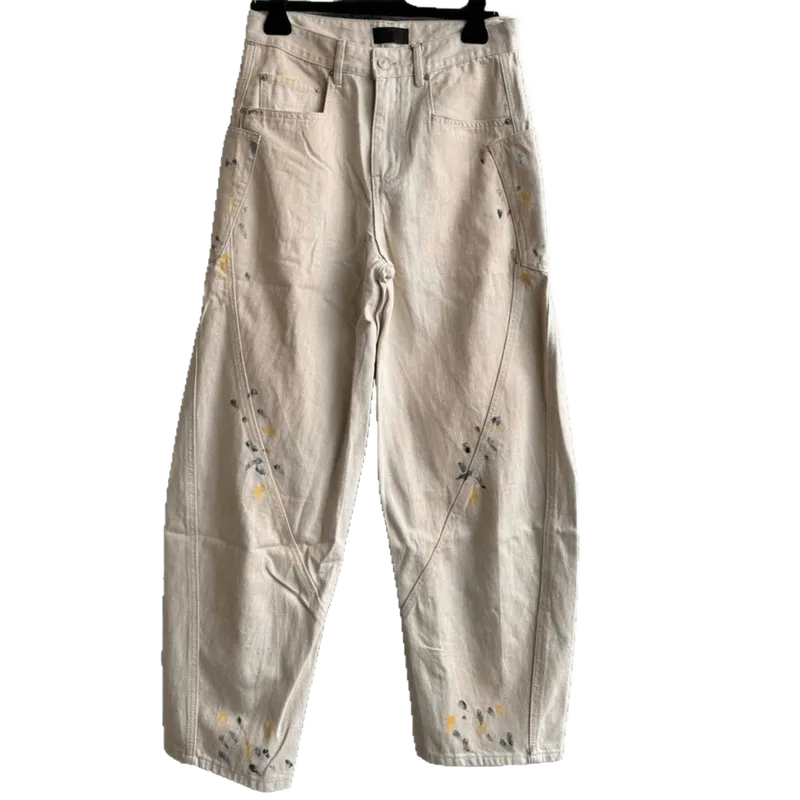 Balenciaga Beige Splash Ink Jeans, Relaxed Fit