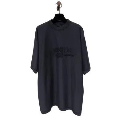 Balenciaga Black 3D Embroidery Cotton T-Shirt | Streetwear