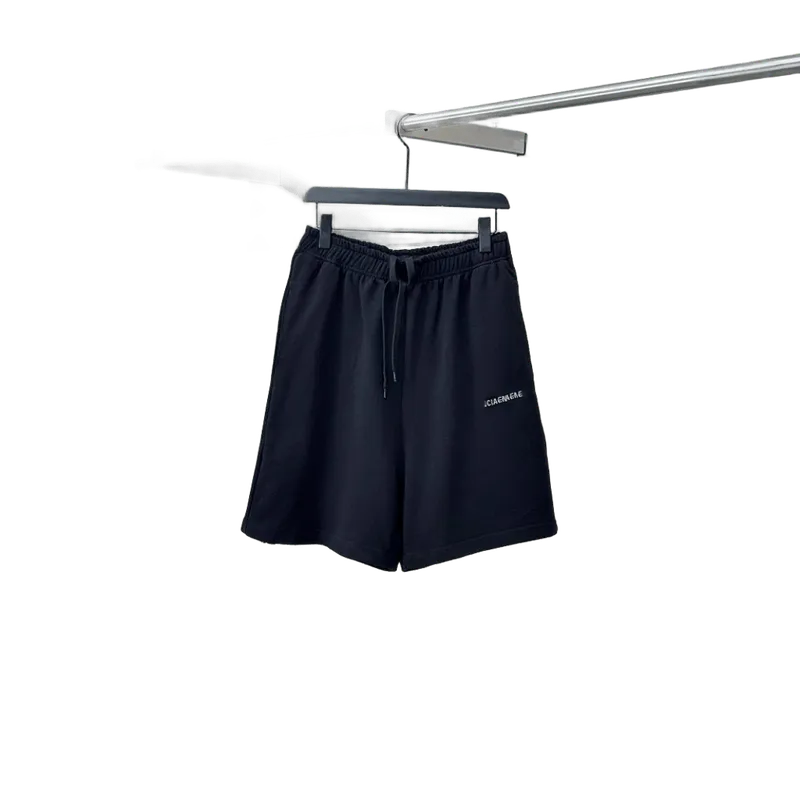 Balenciaga Black Cotton Logo Shorts - Unisex Streetwear