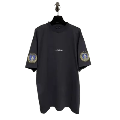 Balenciaga Black Cotton Tee Iconic Sleeve Emblem