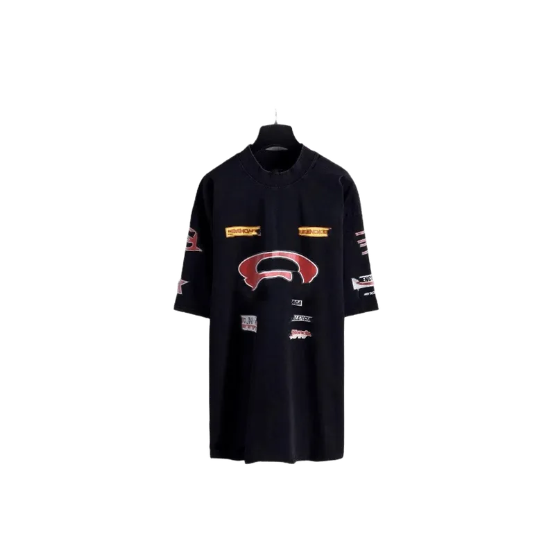 Balenciaga Unisex Black Graphic T-Shirt Streetwear