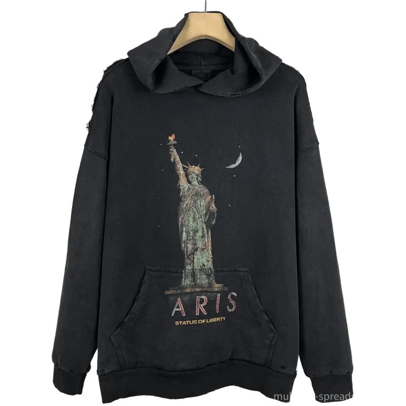 BALENCIAGA Black Hoodie: Liberty Graphic Unisex Cotton Streetwear