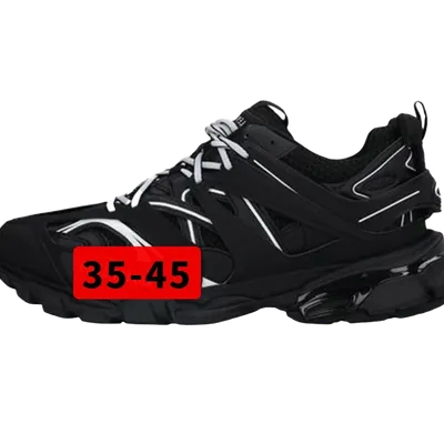 Balenciaga Black Leather Mesh Sneakers Unisex Streetwear
