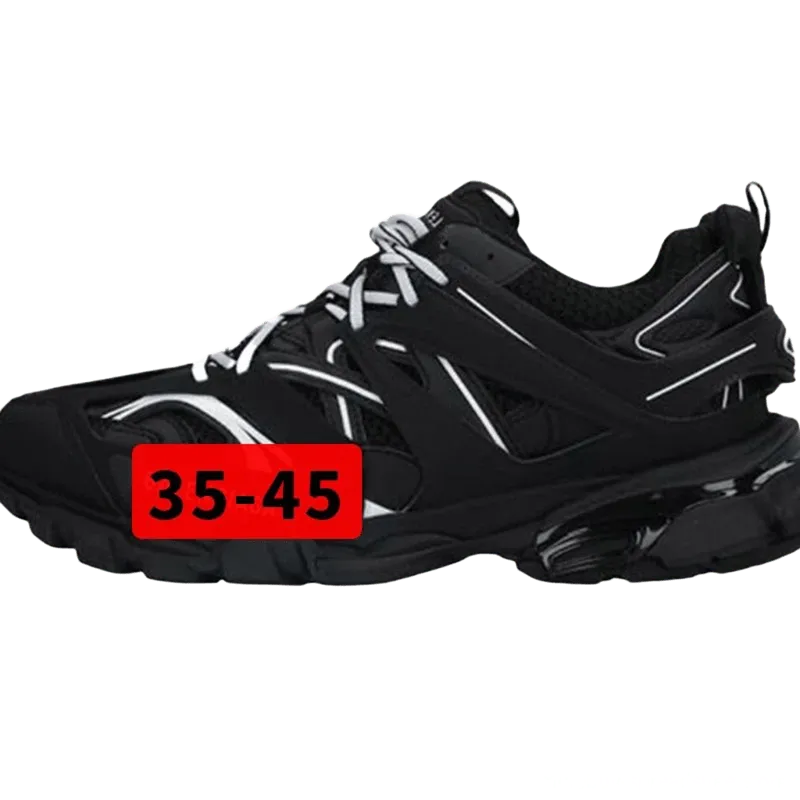 Balenciaga Black Leather Mesh Sneakers Unisex Streetwear