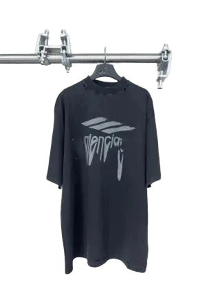 Balenciaga Black Logo Cotton Unisex T-Shirt | Streetwear