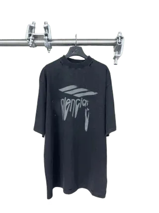 Balenciaga Black Logo Cotton Unisex T-Shirt | Streetwear