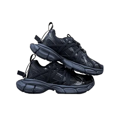 Balenciaga Black Mesh Leather Multi-Strap Chunky Sneakers
