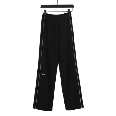 Balenciaga Black Unisex Casual Pants with White Stripe