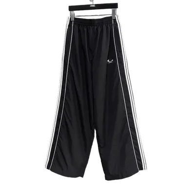 Balenciaga Black Sport Pants White Stripe Loose Fit
