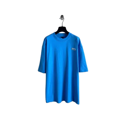 Balenciaga Unisex Blue Cotton Crewneck T-Shirt