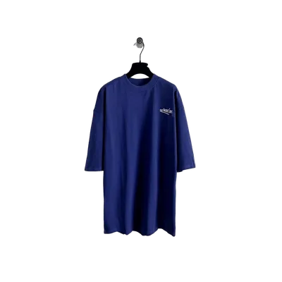Balenciaga Blue Cotton Logo T-Shirt, Unisex Crewneck