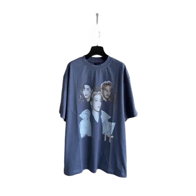 Balenciaga Unisex Blue Cotton Street Print T-Shirt