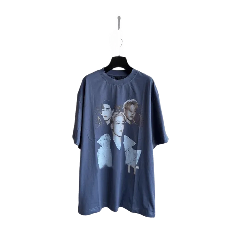 Balenciaga Unisex Blue Cotton Street Print T-Shirt