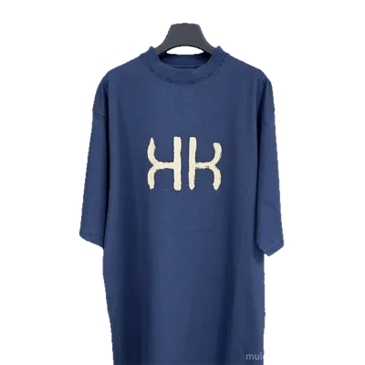 Balenciaga Blue Cotton Unisex T-Shirt Graphic Casual