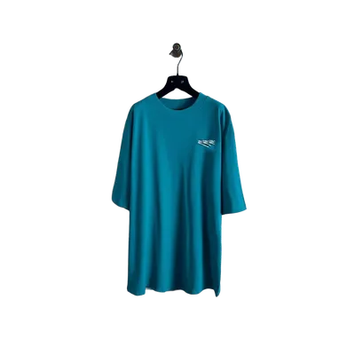 Balenciaga Blue Green Cotton Unisex T-Shirt, Minimalist Streetwear