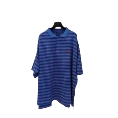 Balenciaga Blue Purple Striped Polo Shirt - Unisex & Comfort