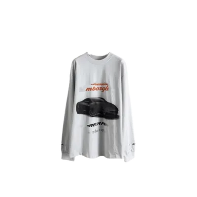 Balenciaga Car Graphic Grey Cotton Unisex T-Shirt