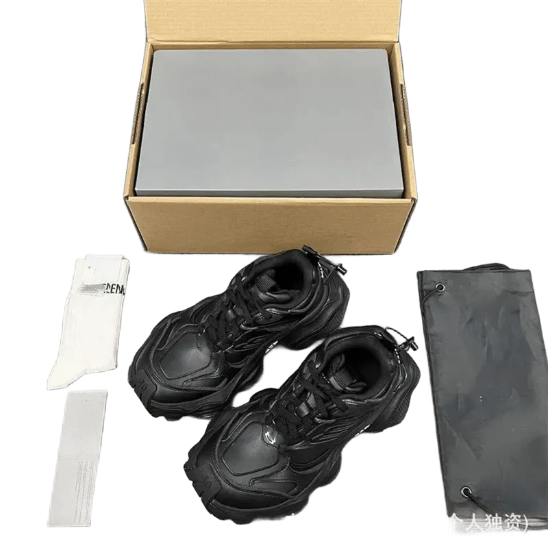 Balenciaga Chunky Dad Sneakers | Black Leather Unisex Streetwear