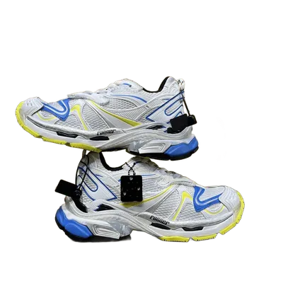 BALENCIAGA Chunky Retro Mesh Sneakers: White Blue Yellow