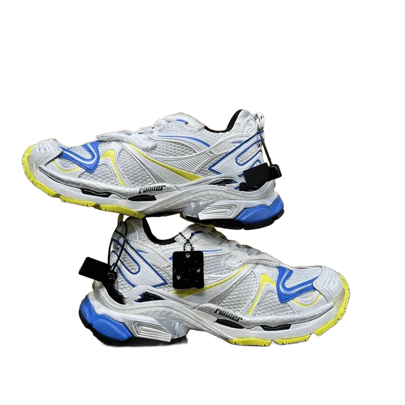 BALENCIAGA Chunky Retro Mesh Sneakers: White Blue Yellow