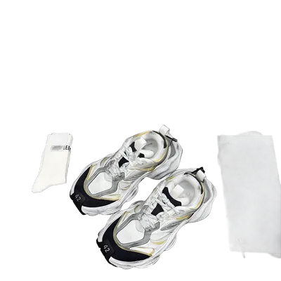 Balenciaga Chunky Retro White Silver Leather Sneakers
