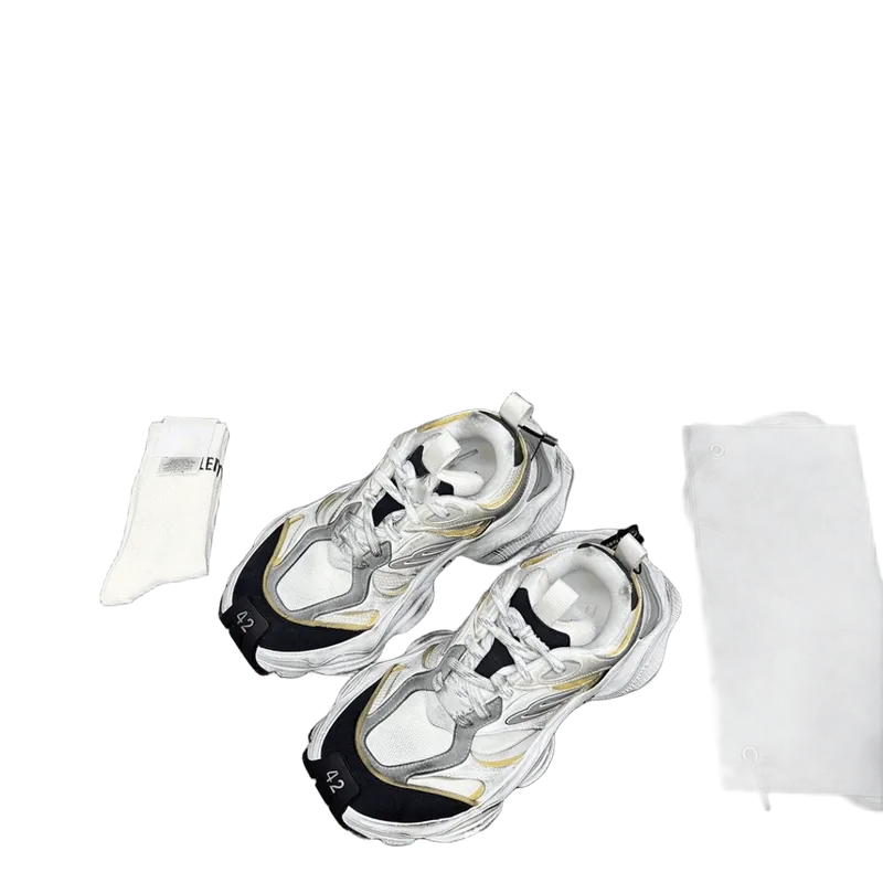 Balenciaga Chunky Retro White Silver Leather Sneakers