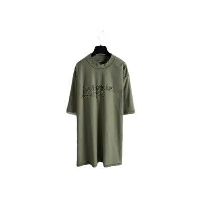 Balenciaga Embroidered Logo Cotton T-Shirt Unisex Streetwear