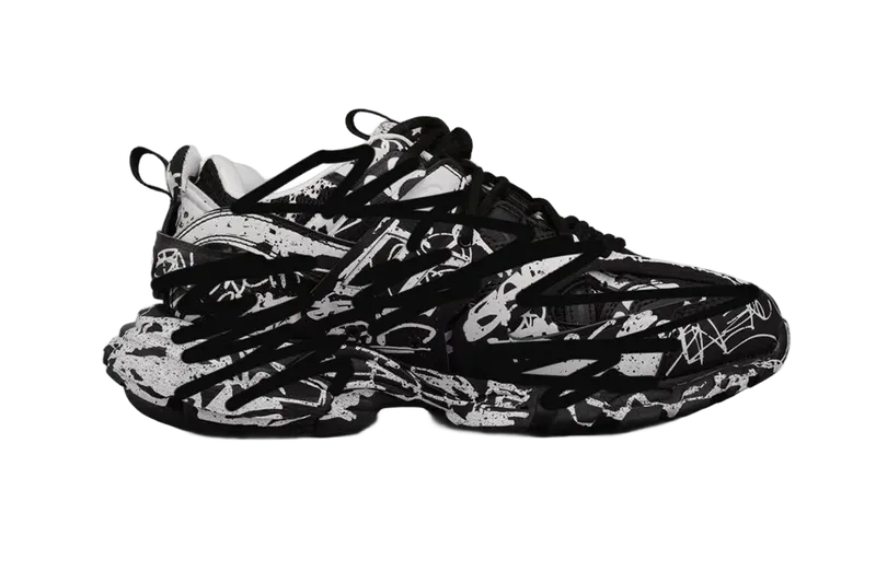 Balenciaga Graffiti Dad Sneakers Black White Unisex Streetwear