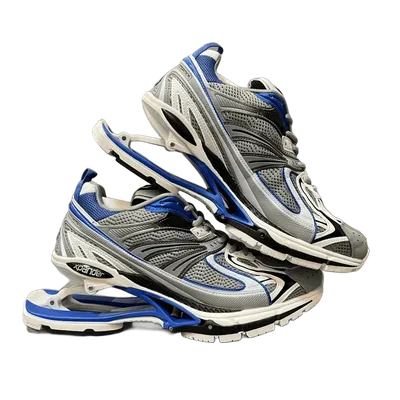 Balenciaga Grey-Blue Chunky Sneakers: Mesh & Leather