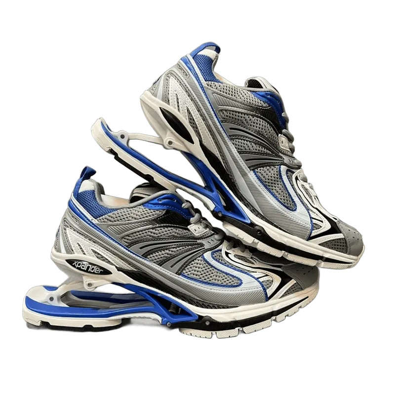 Balenciaga Grey-Blue Chunky Sneakers: Mesh & Leather