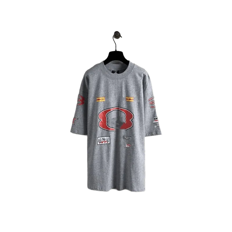 Balenciaga Grey Graphic Cotton Unisex T-Shirt
