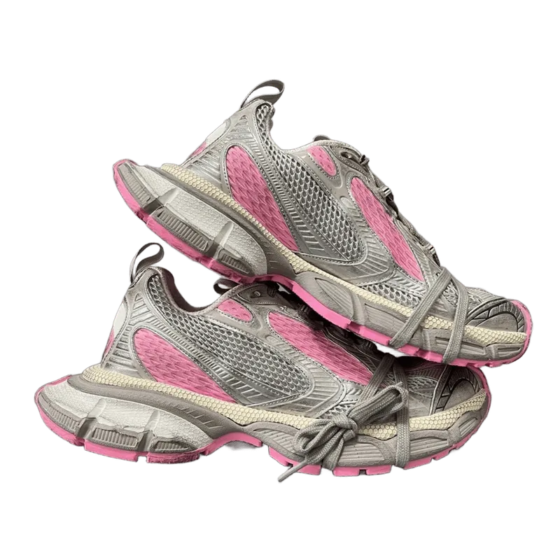 Balenciaga Grey Pink Chunky Sneakers, Mesh Leather Unisex