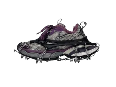 Balenciaga Grey Purple Mesh Sneakers with Chain & Spikes