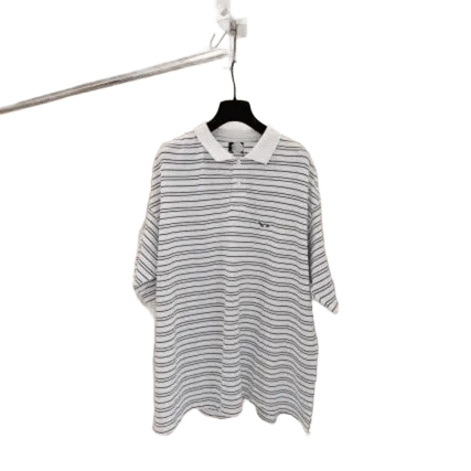 Balenciaga Grey White Stripe Cotton Unisex T-Shirt