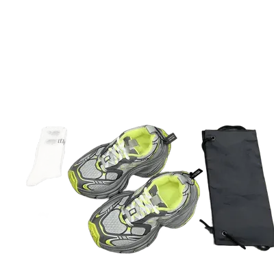Balenciaga Grey Yellow Chunky Sneakers, Unisex Streetwear Shoes