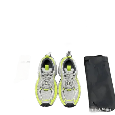 Balenciaga Grey Yellow Mesh Cushioned Unisex Sneakers